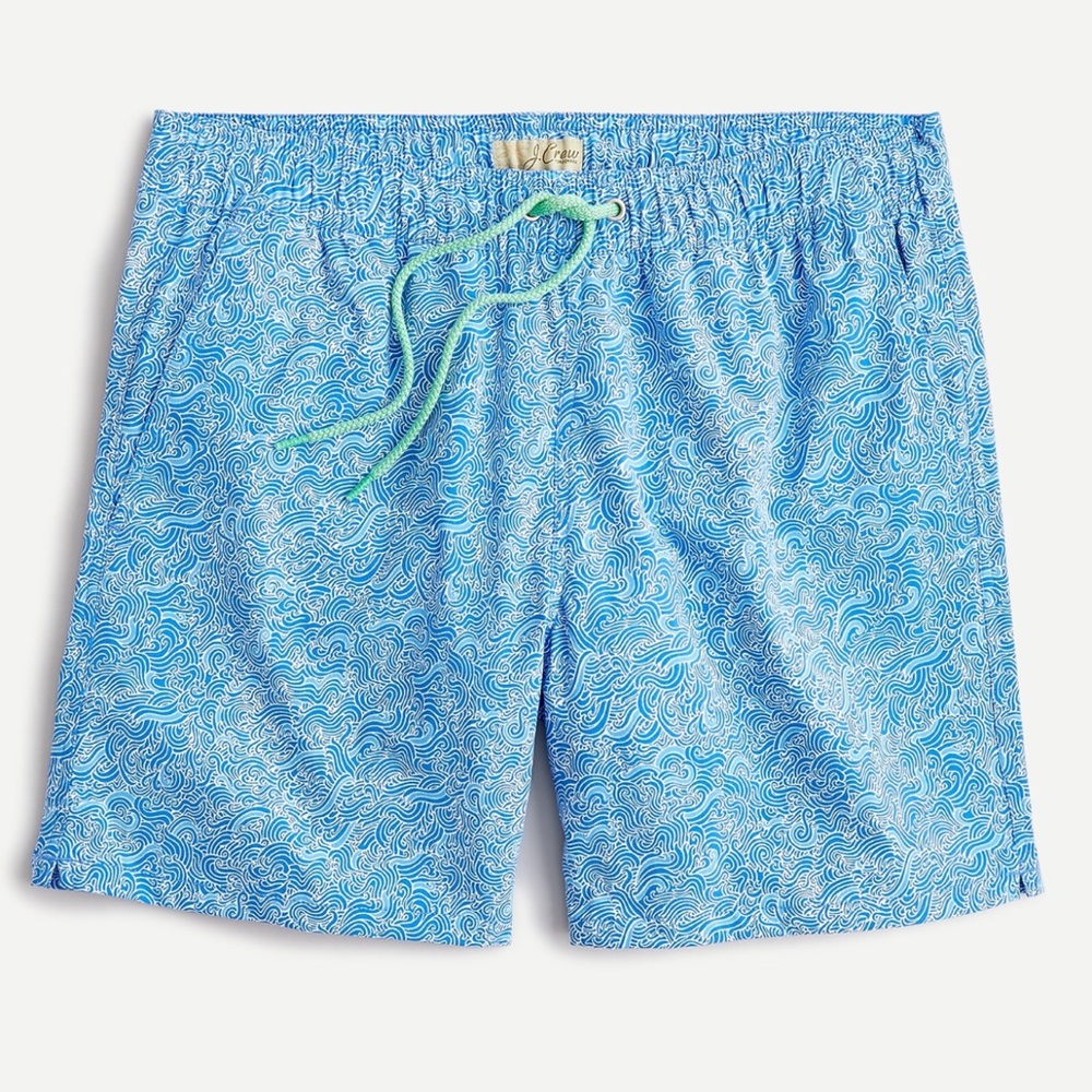 EUC J.Crew Men’s Swim Trunks | Size L | Blue Wave Print